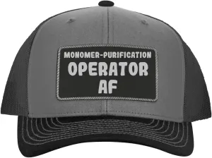 Monomer-Purification Operator AF - Leather Black Patch Engraved Trucker Hat