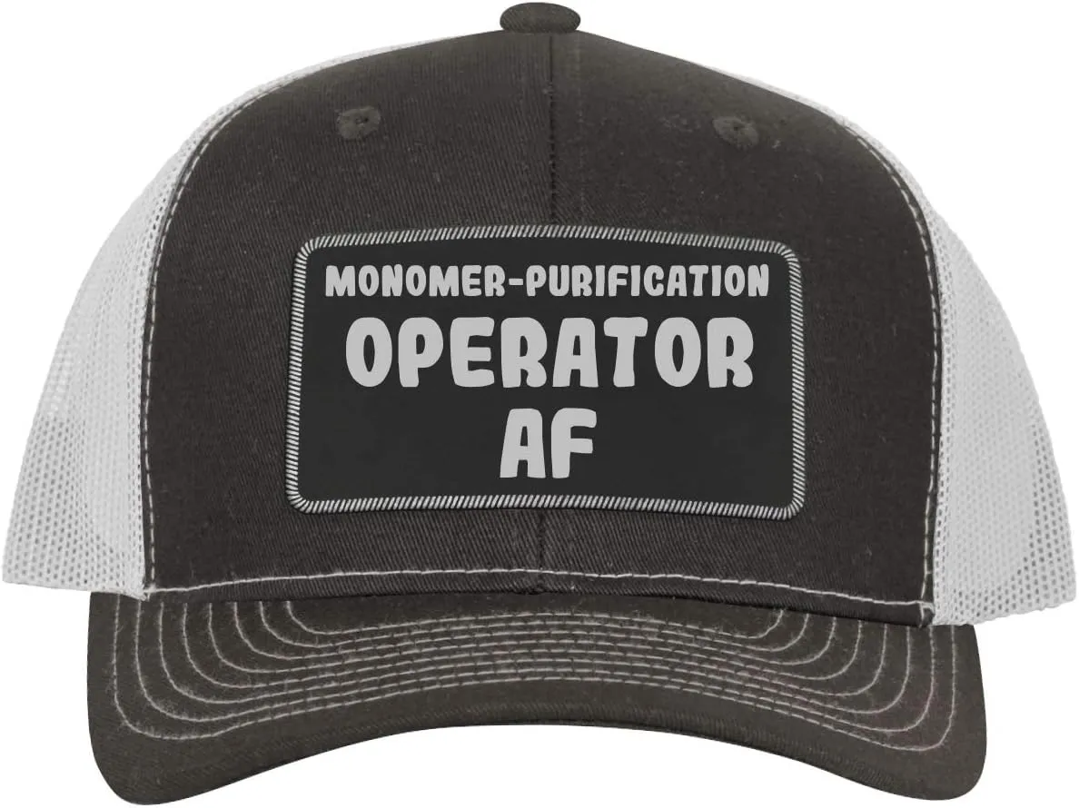 Monomer-Purification Operator AF - Leather Black Patch Engraved Trucker Hat