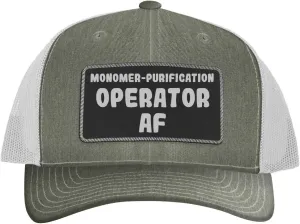 Monomer-Purification Operator AF - Leather Black Patch Engraved Trucker Hat