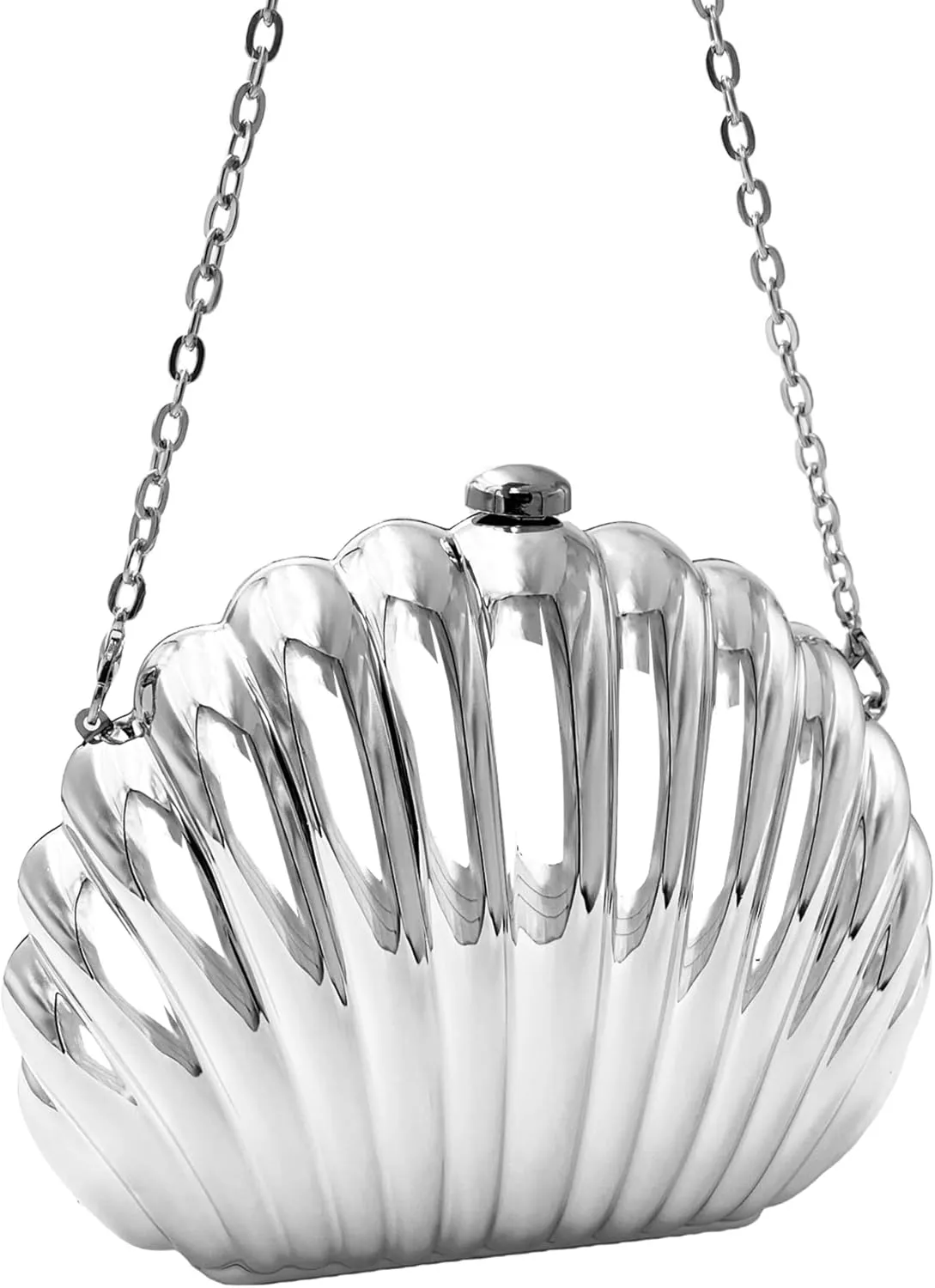 Moon Shaped Acrylic Clutch Purse for Women Metallic Evening Bag for Wedding Guest, Party, Cocktail