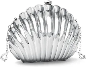 Moon Shaped Acrylic Clutch Purse for Women Metallic Evening Bag for Wedding Guest, Party, Cocktail