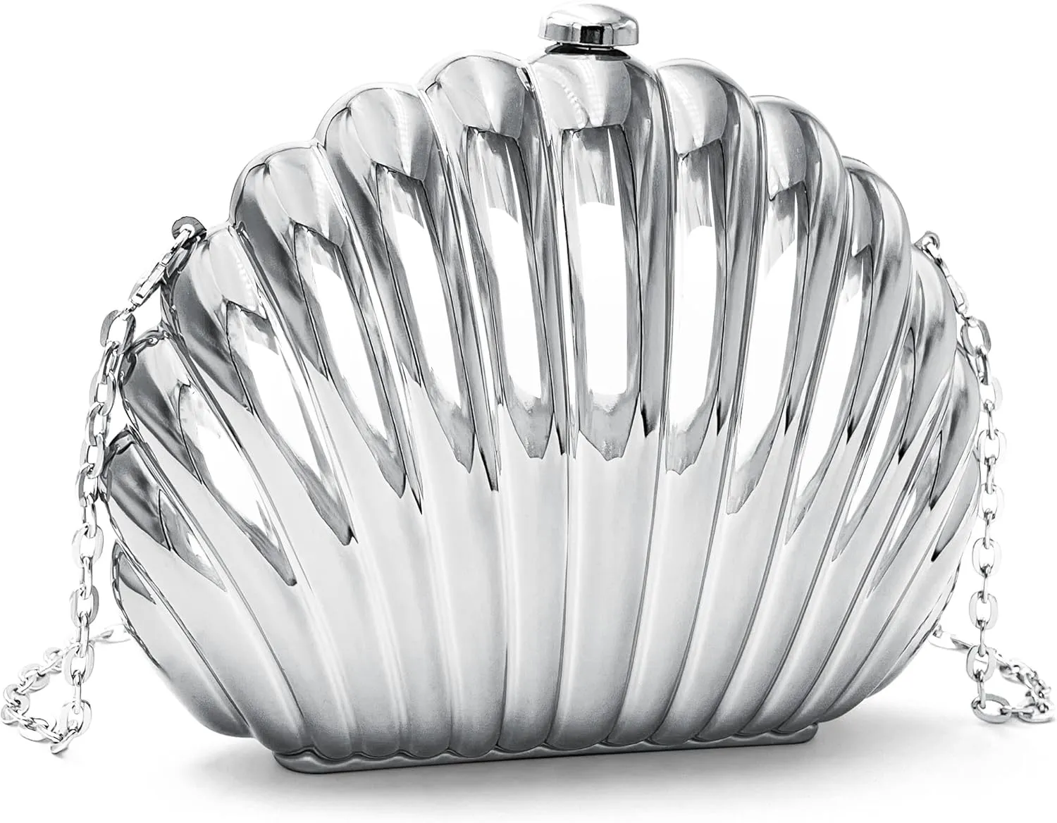 Moon Shaped Acrylic Clutch Purse for Women Metallic Evening Bag for Wedding Guest, Party, Cocktail