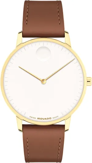 Movado Face Collection - Swiss Quartz Watch with 2H Movement, Leather Strap - Water Resistant 3ATM - Luxury Fashion Timepiece - Gift for Him and Her - 39mm