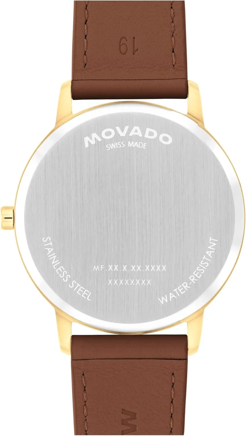 Movado Face Collection - Swiss Quartz Watch with 2H Movement, Leather Strap - Water Resistant 3ATM - Luxury Fashion Timepiece - Gift for Him and Her - 39mm