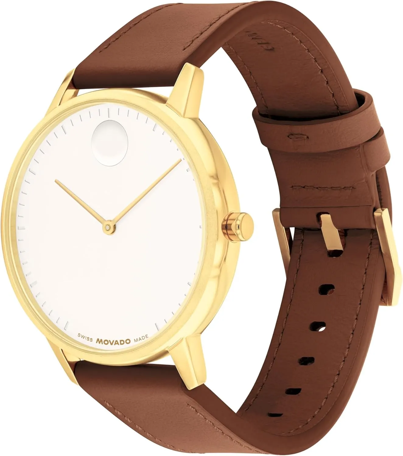 Movado Face Collection - Swiss Quartz Watch with 2H Movement, Leather Strap - Water Resistant 3ATM - Luxury Fashion Timepiece - Gift for Him and Her - 39mm
