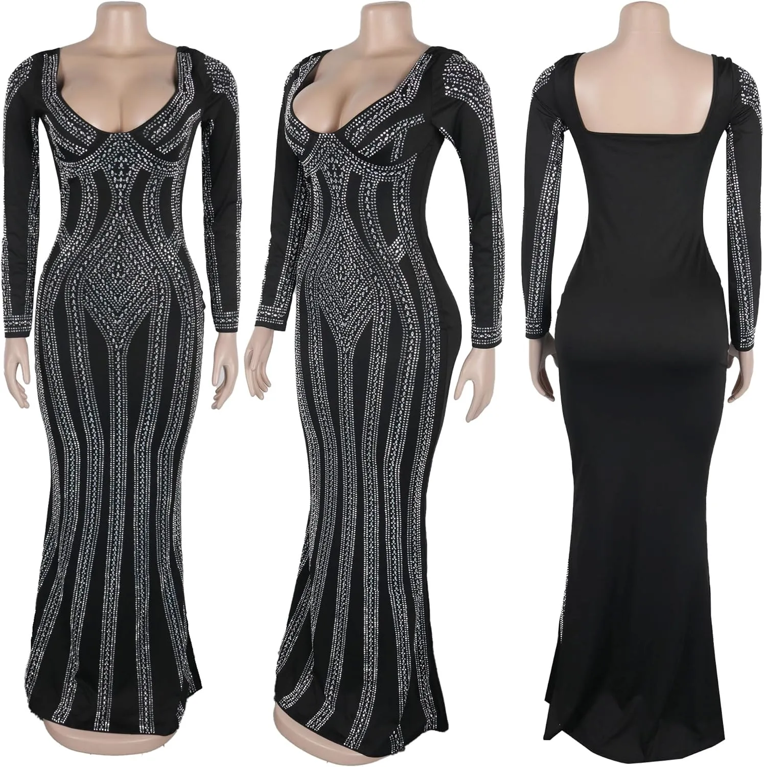 Nagfar Women Rhinestone and Sequin Birthday Party Sexy Club Night Out Holiday New Years Formal Dress