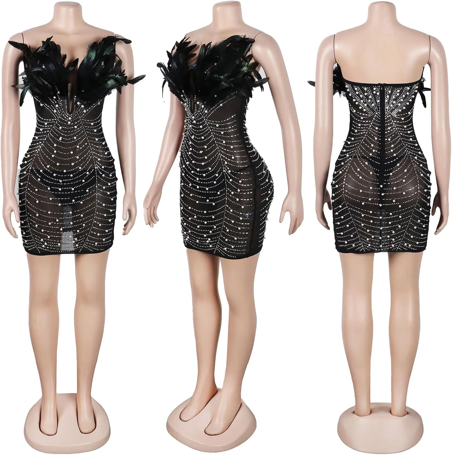 Nagfar Women Rhinestone Dresses Birthday Party Club Bling Birthday Outfits Sexy Dress for Women