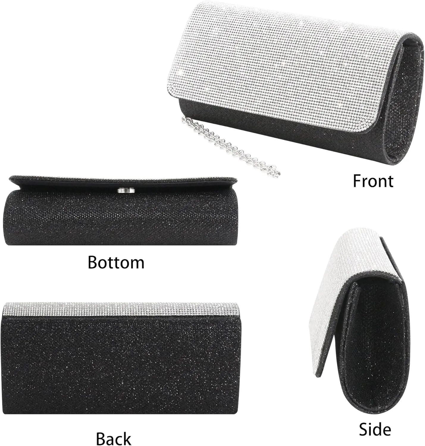 Naimo Flap Dazzling Small Clutch Bag Evening Bag With Detachable Chain