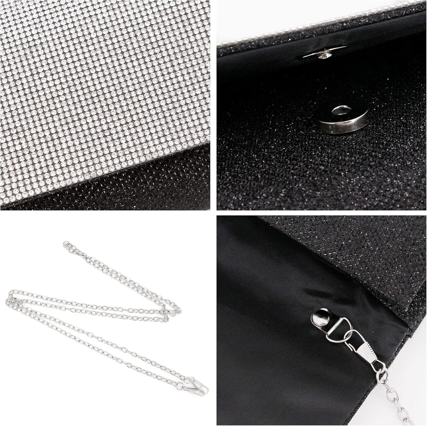 Naimo Flap Dazzling Small Clutch Bag Evening Bag With Detachable Chain