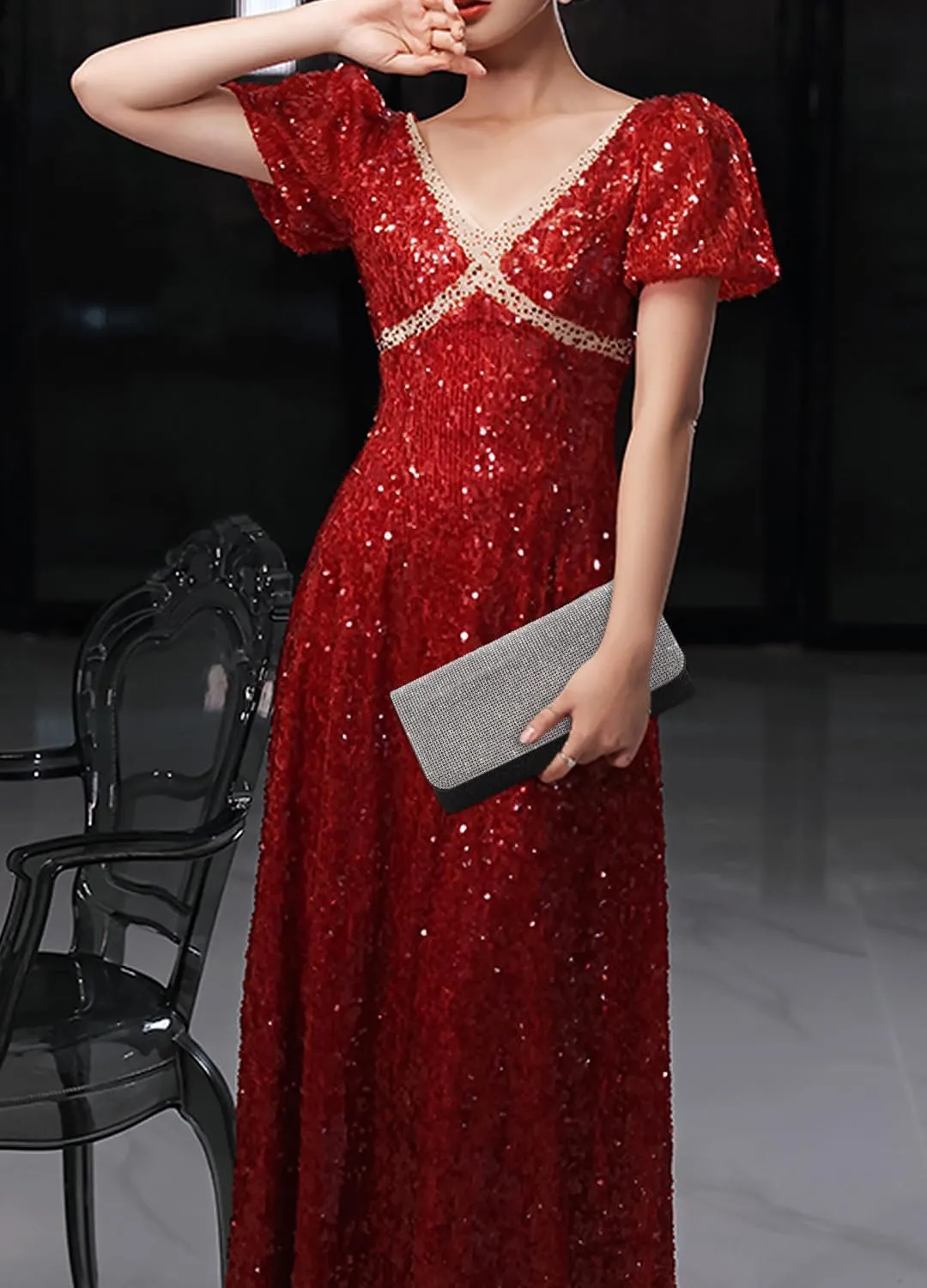 Naimo Flap Dazzling Small Clutch Bag Evening Bag With Detachable Chain
