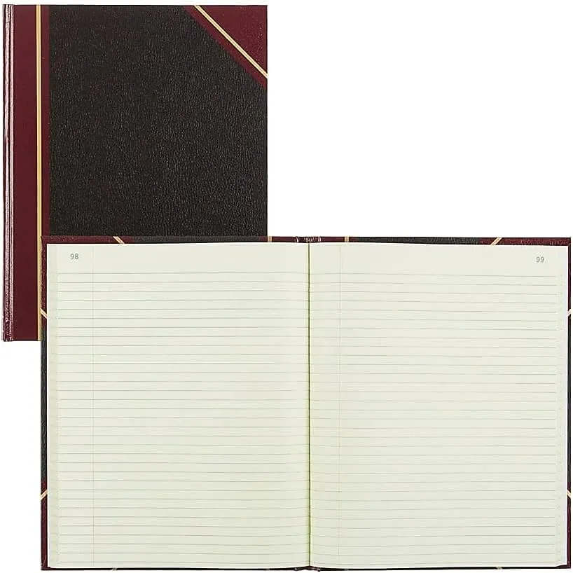 NATIONAL Brand Texhide Series Record Book, 10.375 x 8.375" Black, 150 Pages (56211), Black/Burgundy