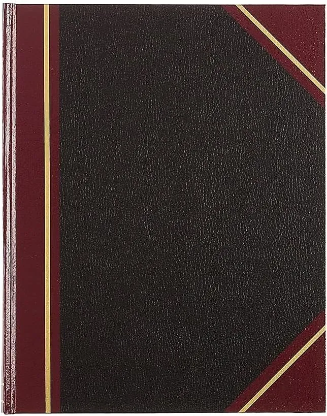 NATIONAL Brand Texhide Series Record Book, 10.375 x 8.375" Black, 150 Pages (56211), Black/Burgundy