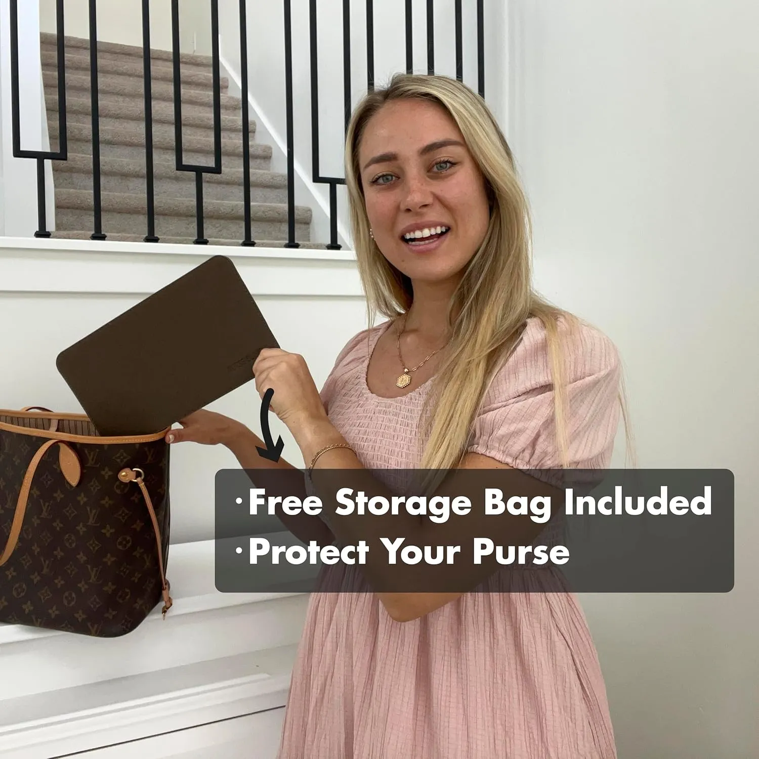 Neverfull MM Base Shaper, Bag Shaper for LV Never full Bags and other LV Totes, Vegan Leather (Brown, MM)