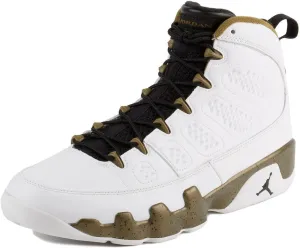 Nike Jordan Men's Air Jordan 9 Retro White/Black/Militia Green Basketball Shoe 8.5 Men US