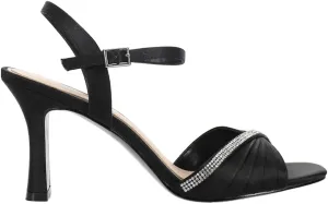 NINA Womens Agnes Rhinestone Ankle Strap Evening Dress Sandals High Heel 3" & Up - Black