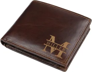 Nobelook Personalized Wallet for men with Fist Bump Custom Engraved 2-5 Names Mens Wallets Photo Bifold Leather Wallet Purse for Dad Papa Father Dad Husband Son BF (Style 1)