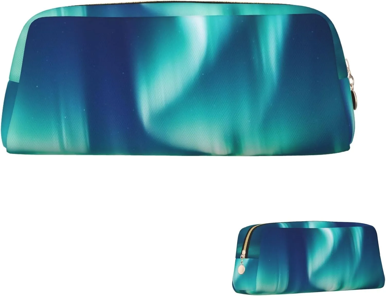 Northern Lights Makeup Bag Travel Toiletry Bag Big Pencil Bag for Women Men Leather Zipper Coin Pouch Purse