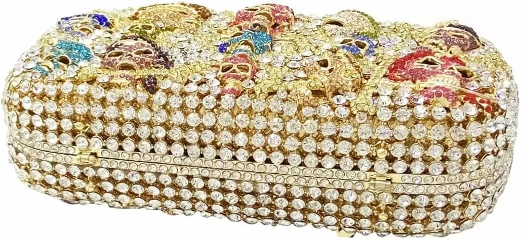 Novetly Skull Rhinestone Purse for Women Glitter Halloween Evening Bag Wedding Party Diamond Clutch Cocktail Handbag
