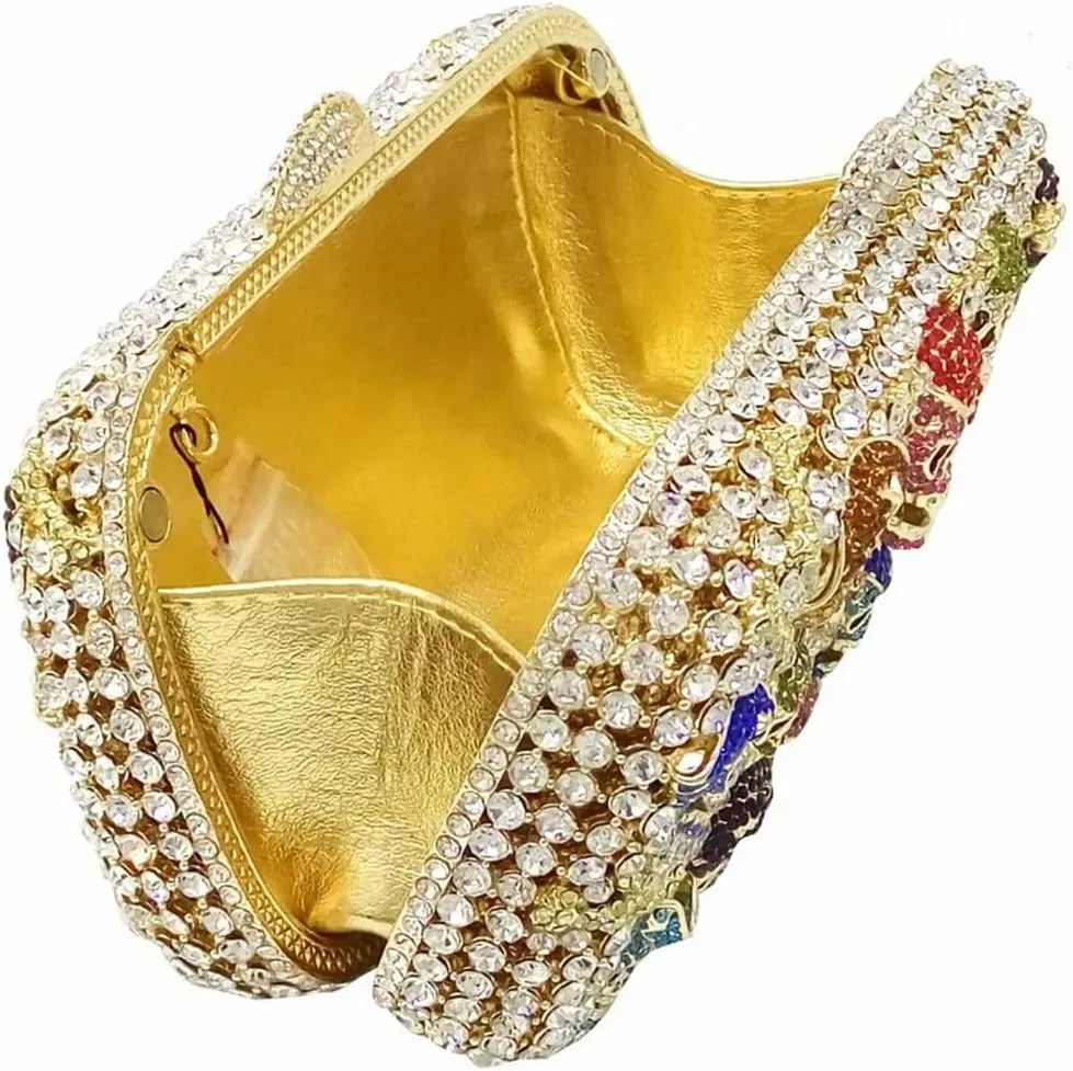 Novetly Skull Rhinestone Purse for Women Glitter Halloween Evening Bag Wedding Party Diamond Clutch Cocktail Handbag