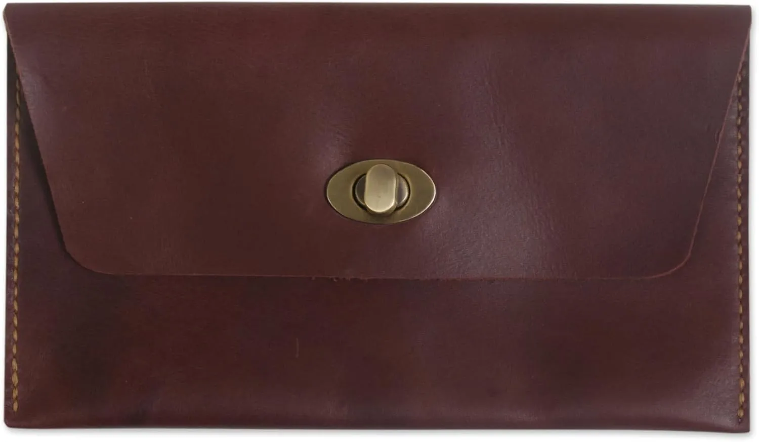NOVICA Artisan Handmade Leather Clutch Wallet Dark Brown Minimalist Handbags Clutches Wallets Solid Indonesia ' Mahogany Amplop'
