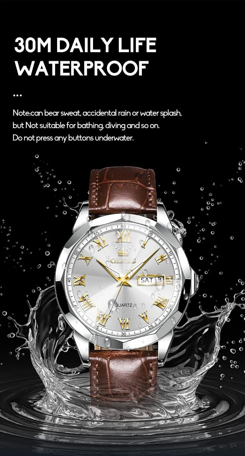 OLEVS Mens Watches Mens Leather Watch Ultra Thin Watches for Men Minimalist Watch with Leather Band Quartz Analog Dress Casual Simple Lightweight relojes para Hombres