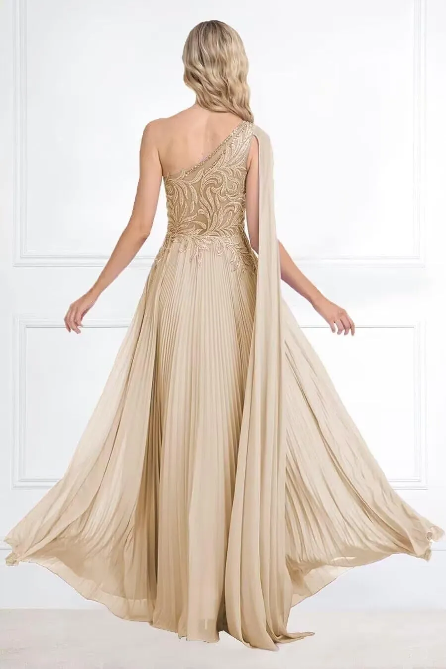 One Shoulder Prom Dresses 2025 Lace Appliques Evening Dress Long Chiffon A-line Flowy Formal Dresses for Women