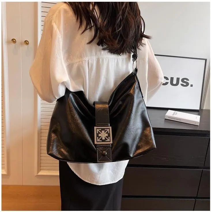 Oversize Vegan Leather Tote Women Weekender Bag Shopper Handbag Travel Purse