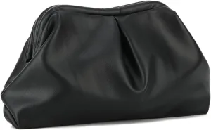 Oweisong Soft Leather Clutch Purse for Women Silver Cloud Evening Handbag Ruched Dumpling Bag for Vacation Party