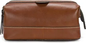 Patricia Nash Travel Toiletry Bag for Men - Moto Leather Travel Case, Dopp Kit for Men, Full Grain Handcrafted Leather, Mens Toiletry Bag, Stylish Travel Case, Brushed Brass Hardware, Zipper Closure