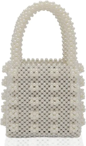 Pearl Bag Crystal Pearl Purse Handmade Weave For Women Handbag Acrylic Beaded Bags