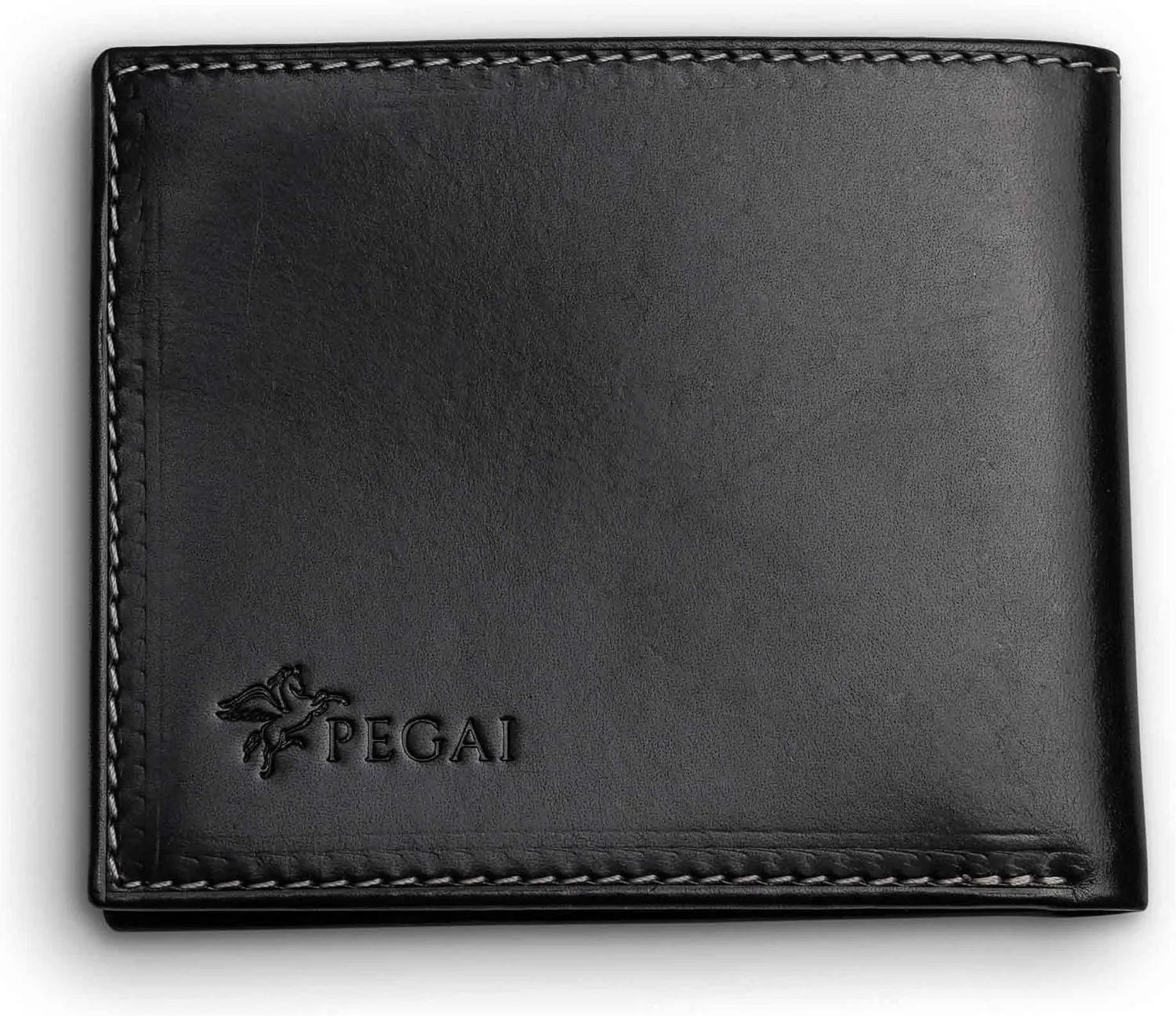 PEGAI Standard Leather Bifold Wallet For Men | Minimalist RFID Blocking Slim Wallet For Men With Credit Card Holder | Edward Italian (Black & Red)