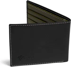 PEGAI Standard Leather Bifold Wallet For Men | Minimalist RFID Blocking Slim Wallet For Men With Credit Card Holder | Edward Italian (Black & Red)