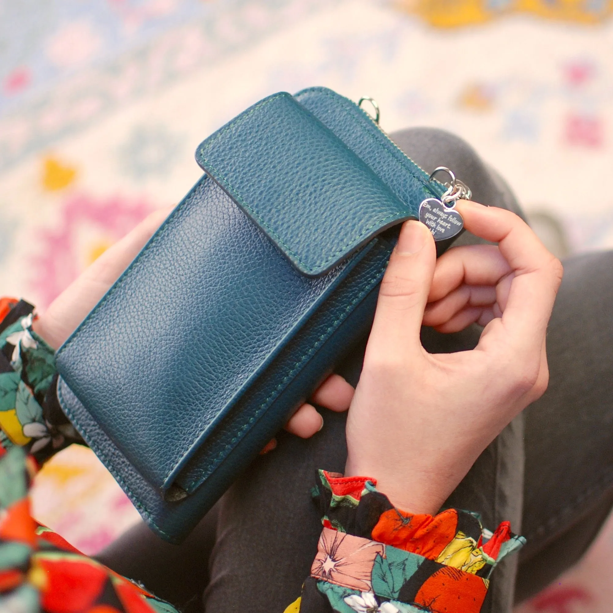 Personalised Leather Purse with Phone Pocket