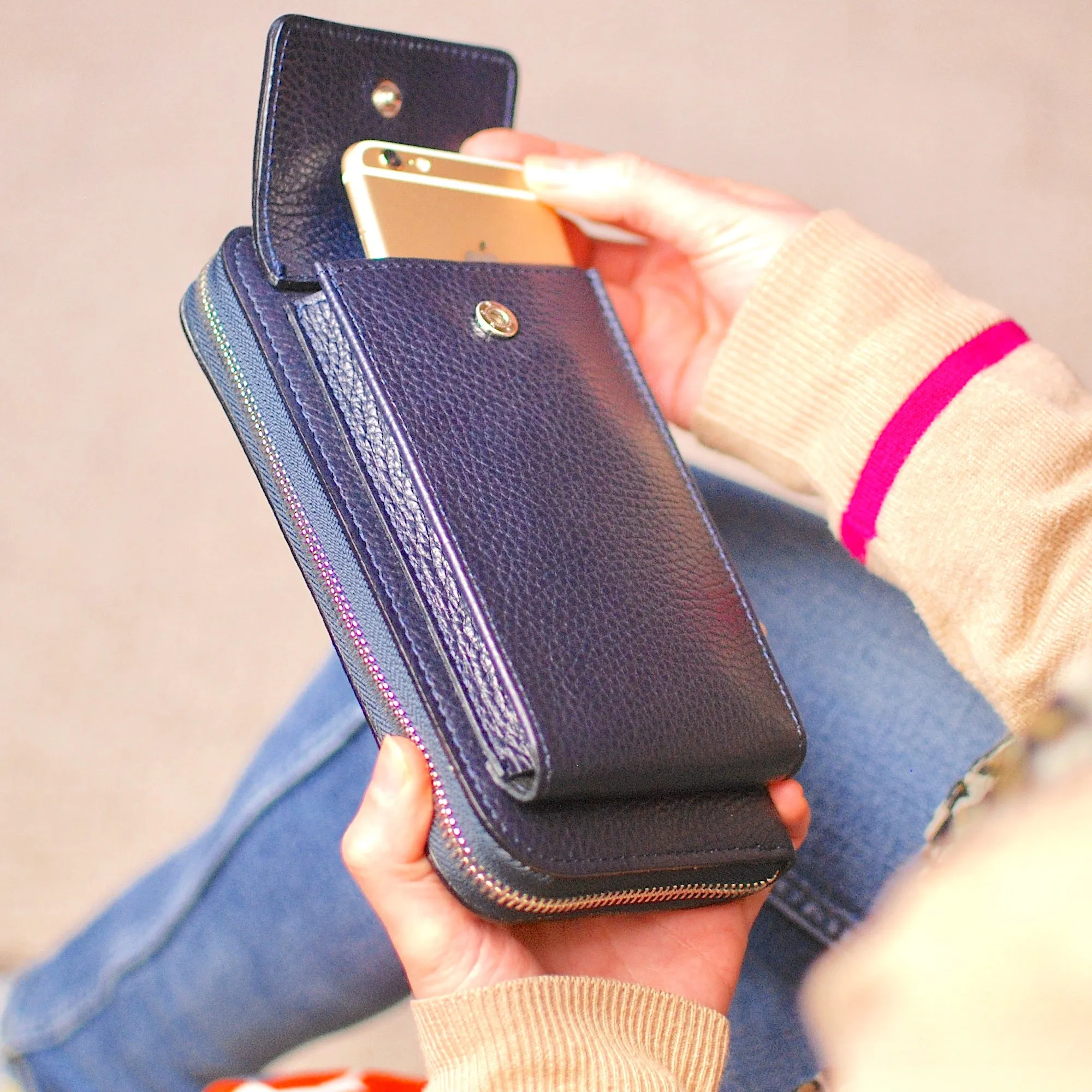 Personalised Leather Purse with Phone Pocket