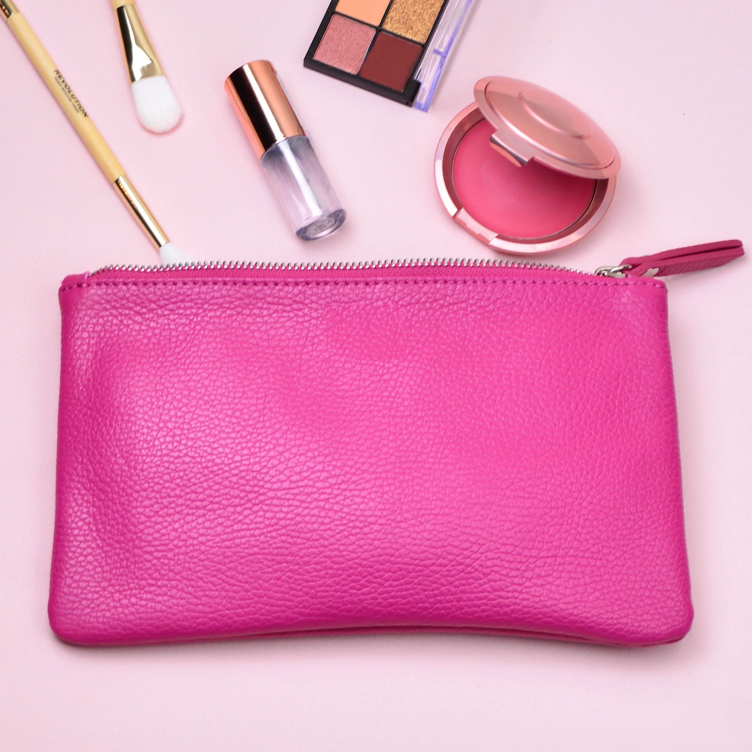 Personalised Small Leather Cosmetics Bag