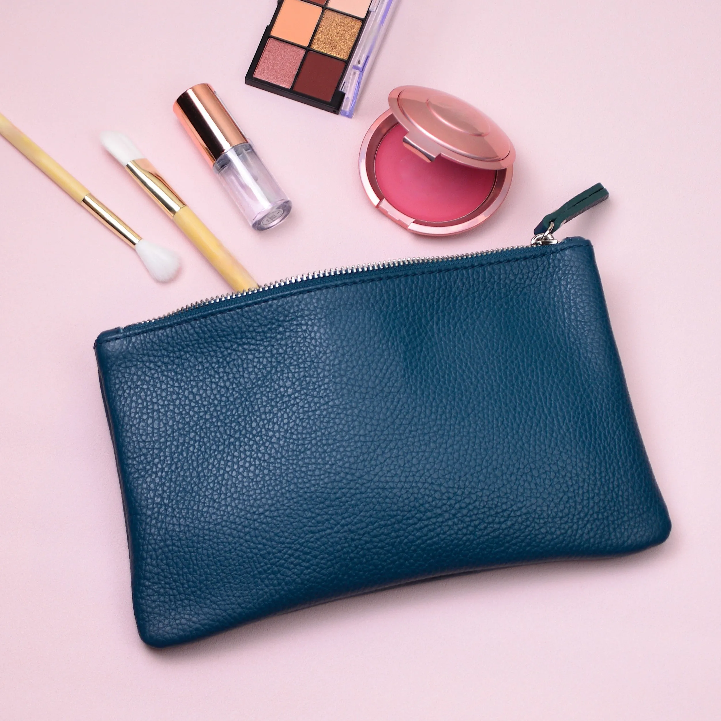 Personalised Small Leather Cosmetics Bag