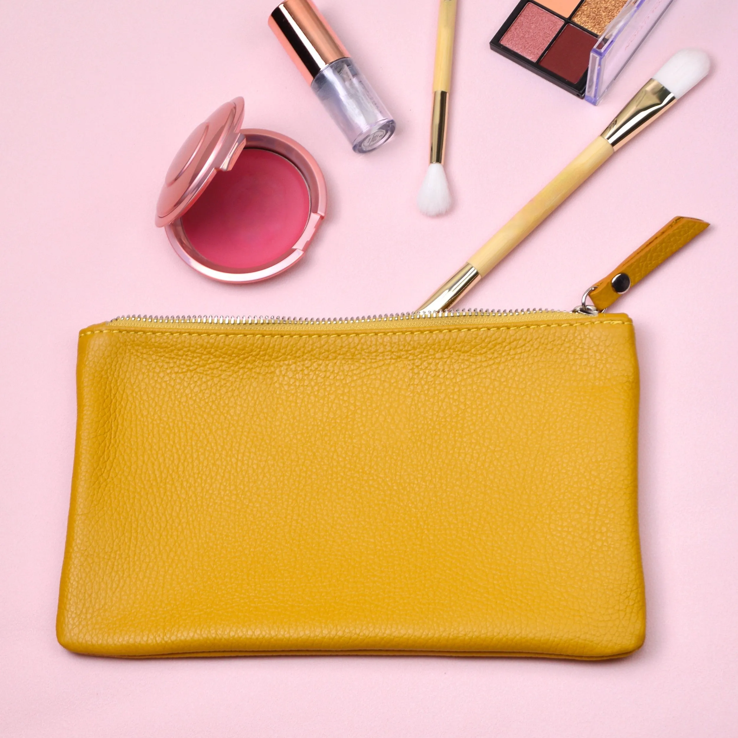 Personalised Small Leather Cosmetics Bag