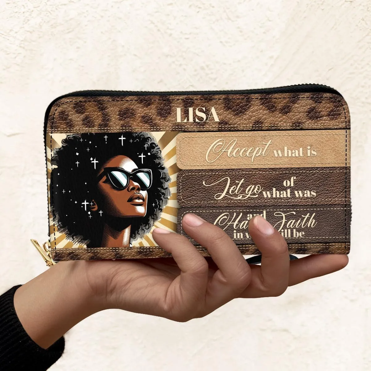 Personalized Leather Bible Clutch Wristlet Wallet for Women – Custom Name Christian Gifts, Ideal Religious Purse for Church, Mother’s Day Gift (Have Faith)