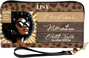 Personalized Leather Bible Clutch Wristlet Wallet for Women – Custom Name Christian Gifts, Ideal Religious Purse for Church, Mother’s Day Gift (Have Faith)