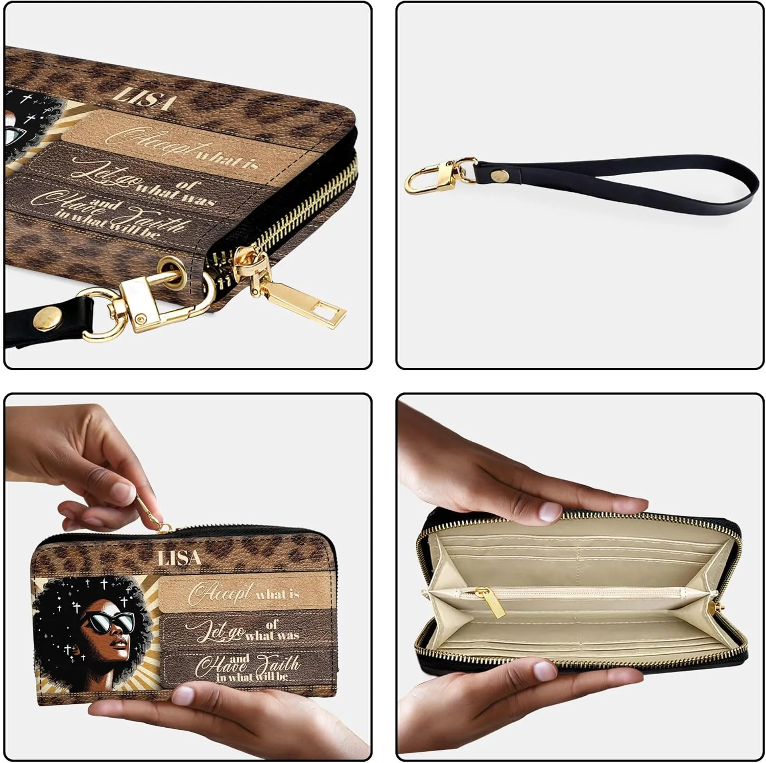 Personalized Leather Bible Clutch Wristlet Wallet for Women – Custom Name Christian Gifts, Ideal Religious Purse for Church, Mother’s Day Gift (Have Faith)