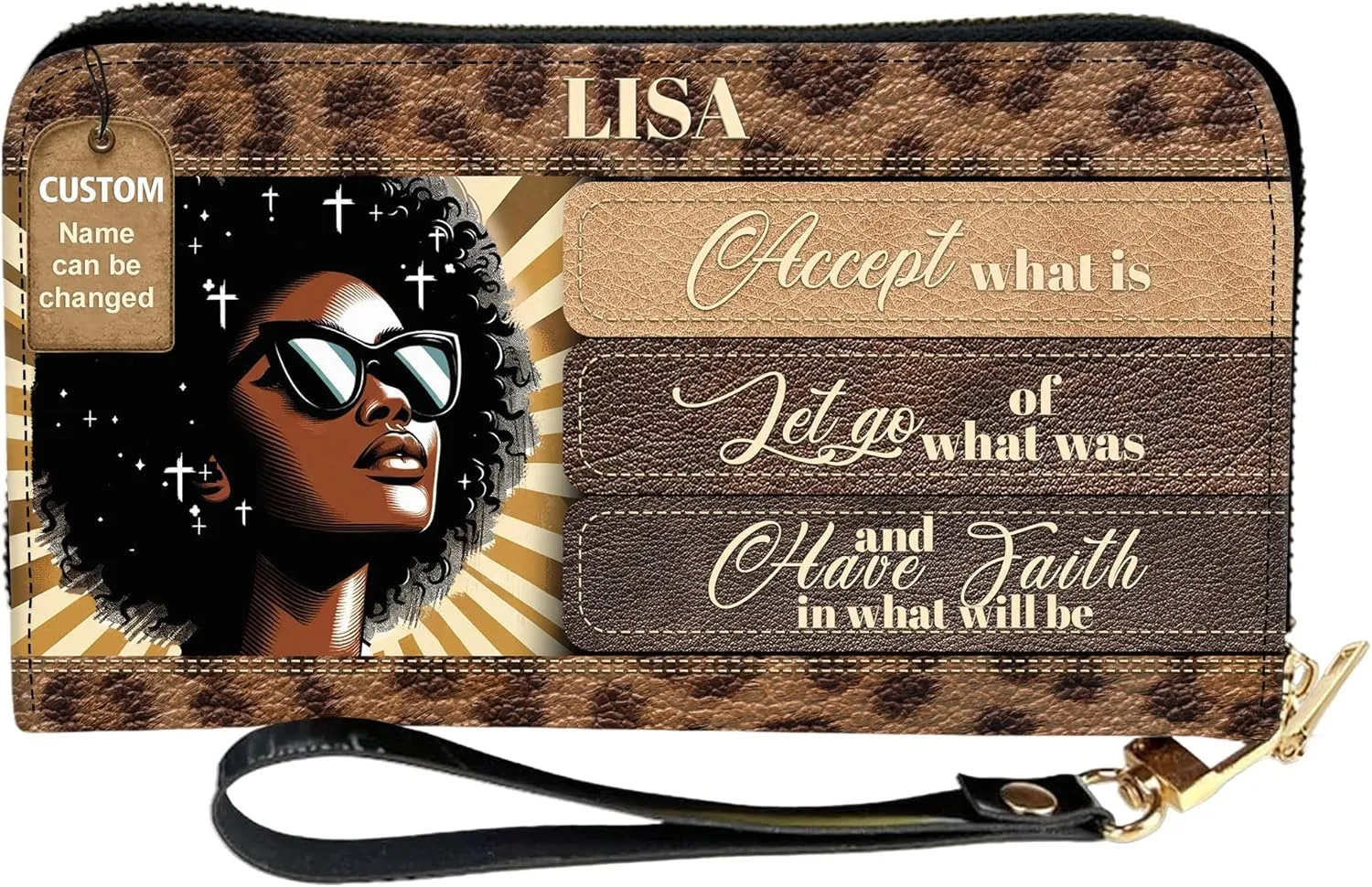 Personalized Leather Bible Clutch Wristlet Wallet for Women – Custom Name Christian Gifts, Ideal Religious Purse for Church, Mother’s Day Gift (Have Faith)