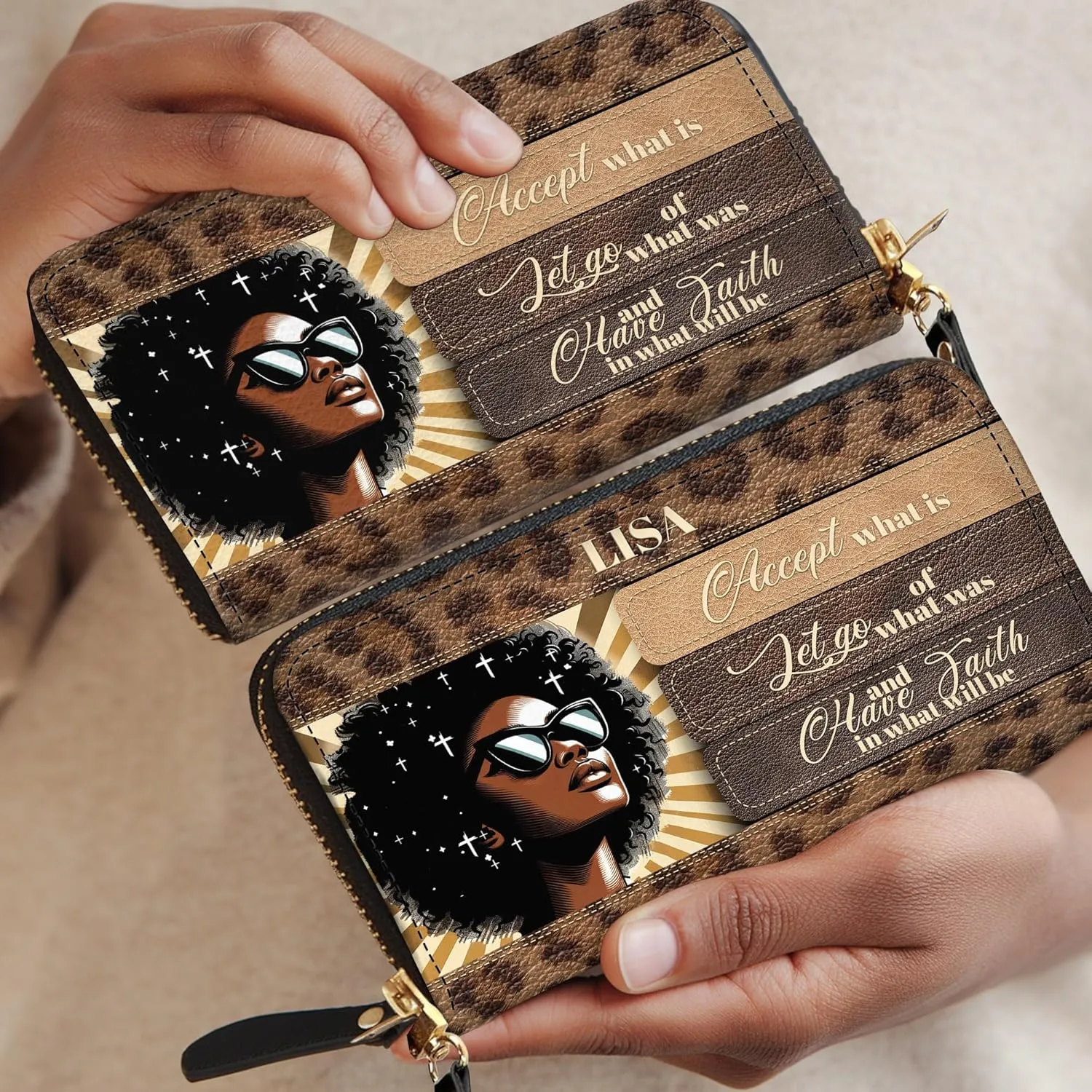 Personalized Leather Bible Clutch Wristlet Wallet for Women – Custom Name Christian Gifts, Ideal Religious Purse for Church, Mother’s Day Gift (Have Faith)