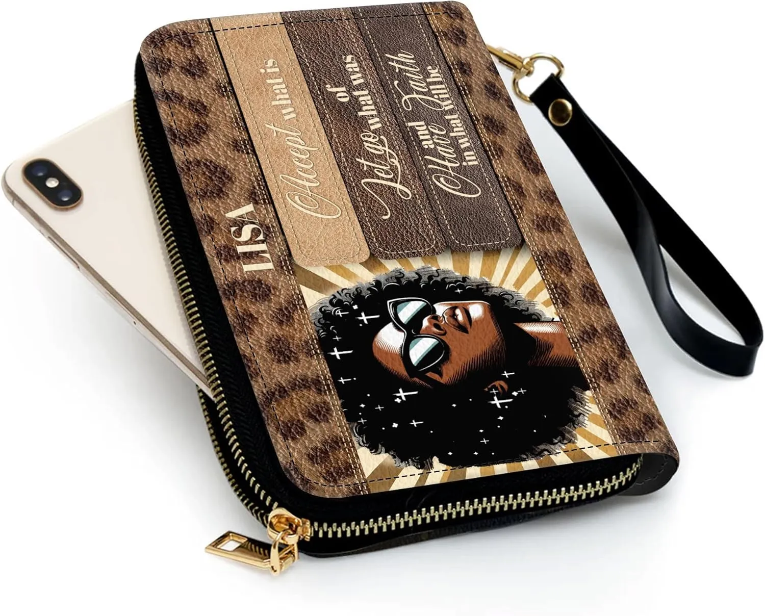 Personalized Leather Bible Clutch Wristlet Wallet for Women – Custom Name Christian Gifts, Ideal Religious Purse for Church, Mother’s Day Gift (Have Faith)