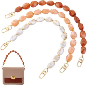 PH PandaHall 3 Styles Handbag Chain Straps, 15 inch Imitation Gemstone Bag Handles Acrylic Beaded Purse Charms Short Bag Chain Strap with Golden Buckles for Summer Bags Purse Tote Underarm Bags
