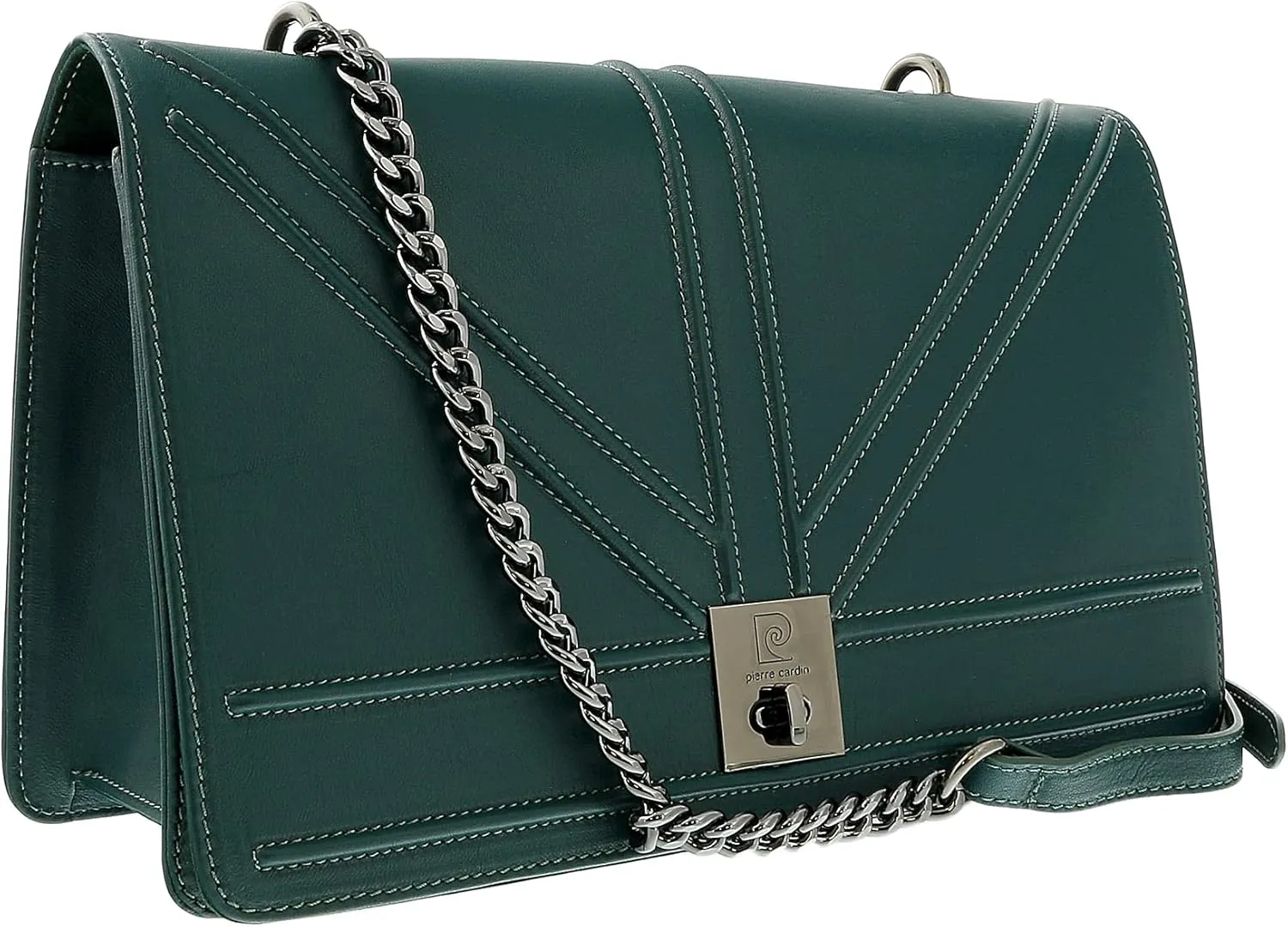 Pierre Cardin Teal Leather Medium Structured Shoulder Bag for womens