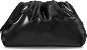 Pleated Evening Vegan Leather Clutch Handbag Purse Metallic PU Cloud Shoulder Bag for Women Evening Purse Handbag