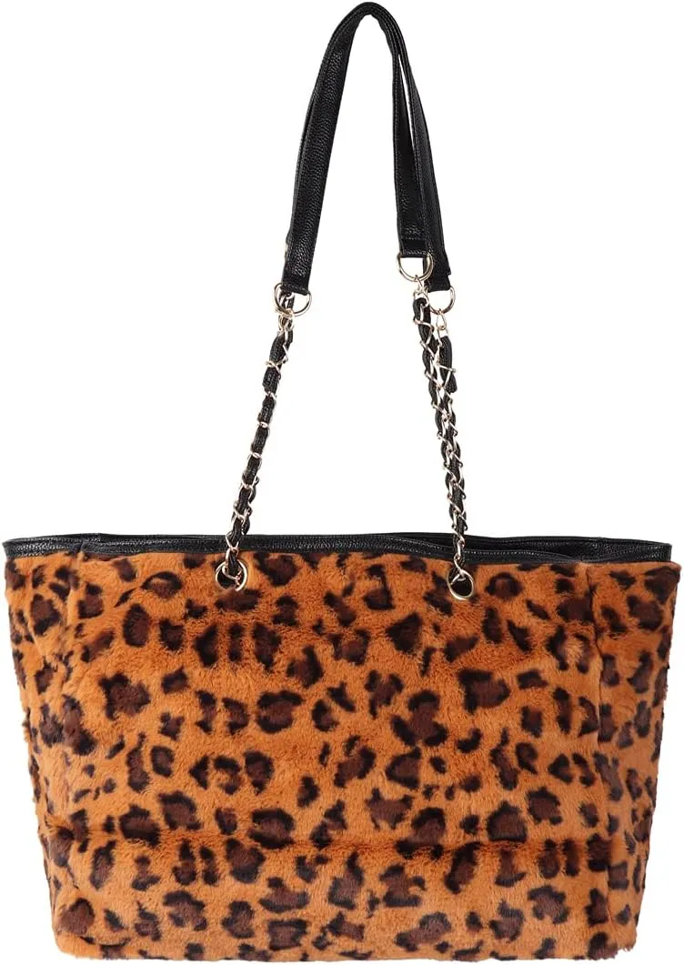 Plush Eco Fur Vegan Faux Leatherette Clutch Flat Pouch Purse - Travel Convertible Bag Shoulder Crossbody Strap Plaid