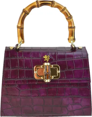 Pratesi Leather Bag for Women Castalia K298/26 in cow leather - Castalia K298/26 Violet Made in Italy