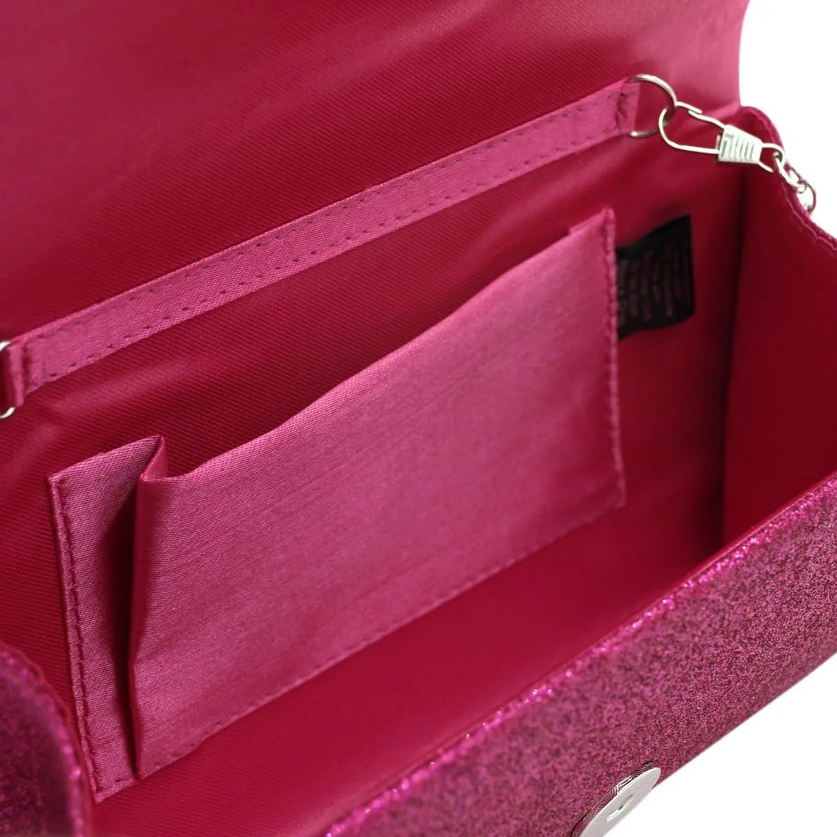 Premium Small Metallic Glitter Flap Clutch Evening Bag Handbag