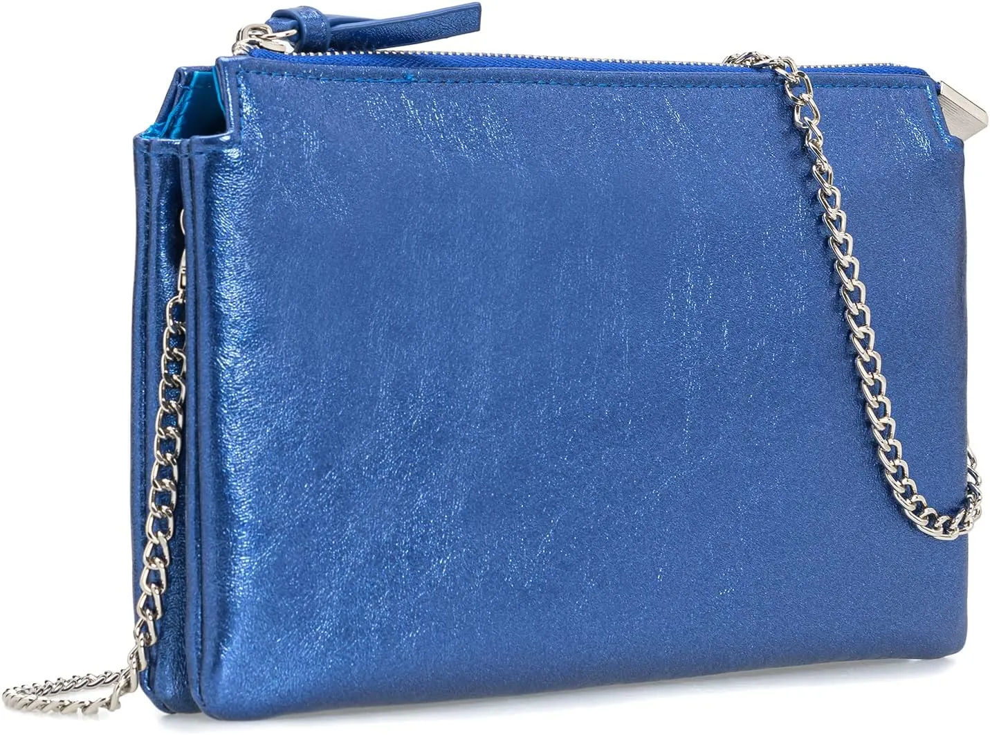 PU Leather Clutch for Women Evening Bag Chain Strap Shoulder Bag Crossbody Purse with Double Compartments